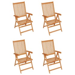   Sedie da Giardino 4 pz con Cuscini Beige Massello di Teak