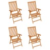   Sedie da Giardino 4 pz con Cuscini Beige Massello di Teak