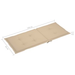   Sedie da Giardino 4 pz con Cuscini Beige Massello di Teak