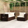   Set Divani da Giardino 3 pz con Cuscini in Polyrattan Marrone