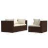   Set Divani da Giardino 3 pz con Cuscini in Polyrattan Marrone