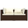   Set Divani da Giardino 3 pz con Cuscini in Polyrattan Marrone