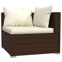   Set Divani da Giardino 3 pz con Cuscini in Polyrattan Marrone