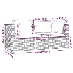   Set Divani da Giardino 3 pz con Cuscini in Polyrattan Marrone