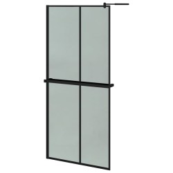   Parete Doccia Walk in Mensola Nera 90x195cm Vetro ESG Alluminio