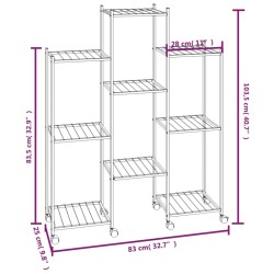   Portafiori con Ruote 83x25x103,5 cm Ferro Nero