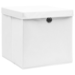   Contenitori con Coperchio 10 pz 28x28x28 cm Bianco