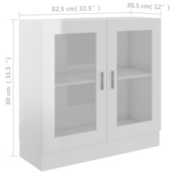   Armadietto con Vetrina Bianco Lucido 82,5x30,5x80 cm Truciolato