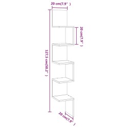   Mensola Angolare Grigio Sonoma 20x20x127,5 cm Legno ingegnerizzato