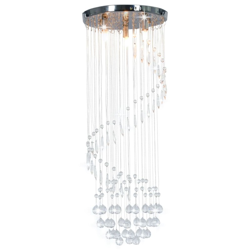   Lampadario con Perle di Cristallo a Spirale Argento G9