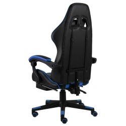 Sedia da Gaming con Poggiapiedi Blu e Nera in Similpelle