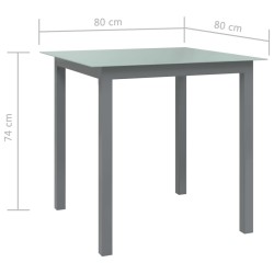   Tavolo da Giardino Antracite 80x80x74 cm in Alluminio e Vetro