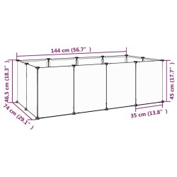   Gabbia per Piccoli Animali Nera 144x74x46,5 cm in PP e Acciaio