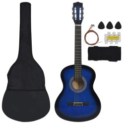   Set Chitarra Classica 8 pz Bambini e Principianti Blu 3/4 36"