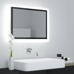   Specchio da Bagno LED Grigio Lucido 60x8,5x37 cm in Acrilico