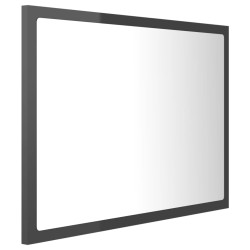   Specchio da Bagno LED Grigio Lucido 60x8,5x37 cm in Acrilico