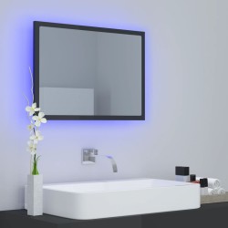   Specchio da Bagno LED Grigio Lucido 60x8,5x37 cm in Acrilico