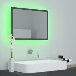   Specchio da Bagno LED Grigio Lucido 60x8,5x37 cm in Acrilico