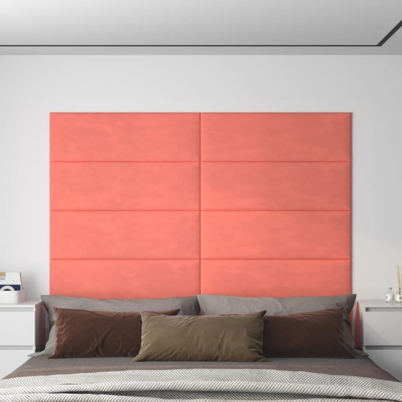 Pannelli Murali 12 pz Rosa 90x30 cm Velluto 3,24 m²