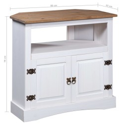   Tavolo Console in Pino Messicano Corona Bianco 80x43x78 cm