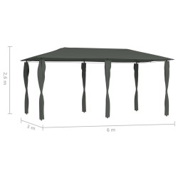   Gazebo con Montanti Rivestiti 3x6x2,6 m Antracite 160 g/m²