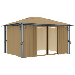   Gazebo con Tenda 400x300 cm Grigio Talpa in Alluminio