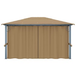   Gazebo con Tenda 400x300 cm Grigio Talpa in Alluminio