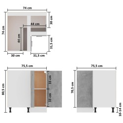   Armadio Angolare Grigio Cemento 75,5x75,5x80,5 cm in Truciolato