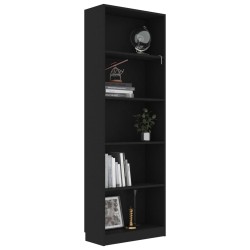   Libreria a 5 Ripiani Nera 60x24x175 cm in Truciolato