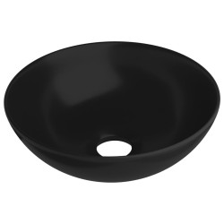   Lavandino da Bagno in Ceramica Nero Opaco Rotondo