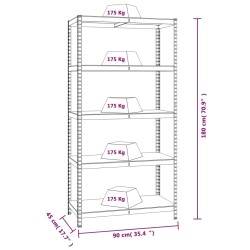   Scaffale Resistente 5 Strati Grigio Acciaio e Legno ingegnerizzato