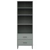 Libreria con 2 Cassetti Grigio 60x35x180 cm Legno Massello OSLO