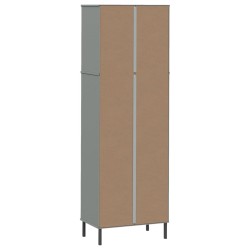 Libreria con 2 Cassetti Grigio 60x35x180 cm Legno Massello OSLO