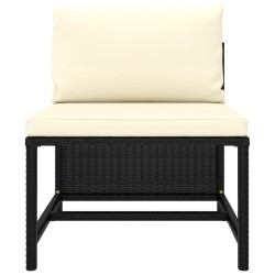 vidaXL Set Divani da Giardino 5 pz con Cuscini in Polyrattan Nero