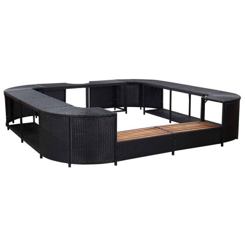   Bordo per Vasca da Spa Quadrato Nero 268x268x55 cm Polyrattan