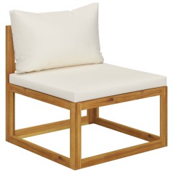 vidaXL Set Divani da Giardino 3 pz con Cuscini Crema in Legno Acacia