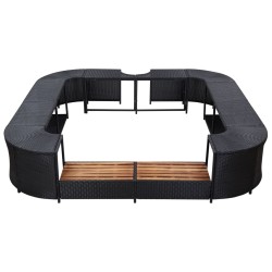   Bordo per Vasca da Spa Quadrato Nero 268x268x55 cm Polyrattan