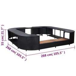   Bordo per Vasca da Spa Quadrato Nero 268x268x55 cm Polyrattan