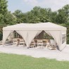 Tenda per Feste Pieghevole con Pareti Laterali Crema 3x6 m