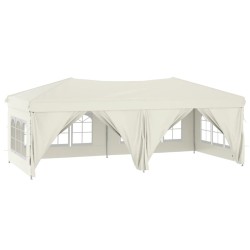 Tenda per Feste Pieghevole con Pareti Laterali Crema 3x6 m