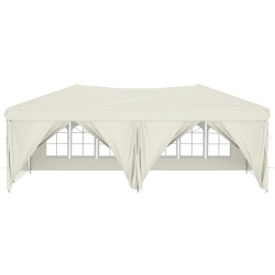 Tenda per Feste Pieghevole con Pareti Laterali Crema 3x6 m