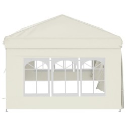 Tenda per Feste Pieghevole con Pareti Laterali Crema 3x6 m