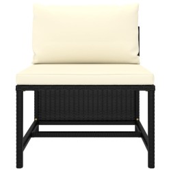 vidaXL Set Divani da Giardino 3 pz con Cuscini in Polyrattan Nero