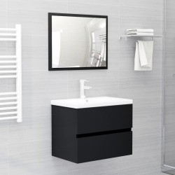   Set Mobili da Bagno 2 pz Nero in Truciolato