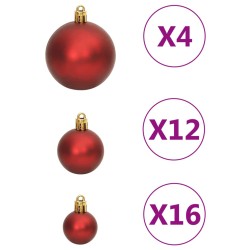 vidaXL Set Palline di Natale 111 pz Rosso in Polistirene