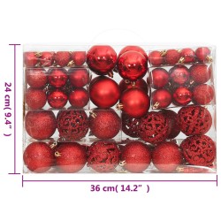 vidaXL Set Palline di Natale 111 pz Rosso in Polistirene