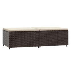 vidaXL Poggiapiedi da Giardino con Cuscini 2 pz in Polyrattan Marrone