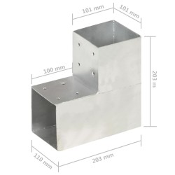 Connettori Pali a Forma di L 4 pz in Metallo Zincato 101x101 mm