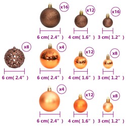 vidaXL Palline di Natale 100 pz Marroni 3 / 4 / 6 cm