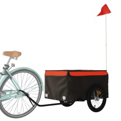 vidaXL Rimorchio da Bici da Carico Nero e Arancione 45 kg in Ferro